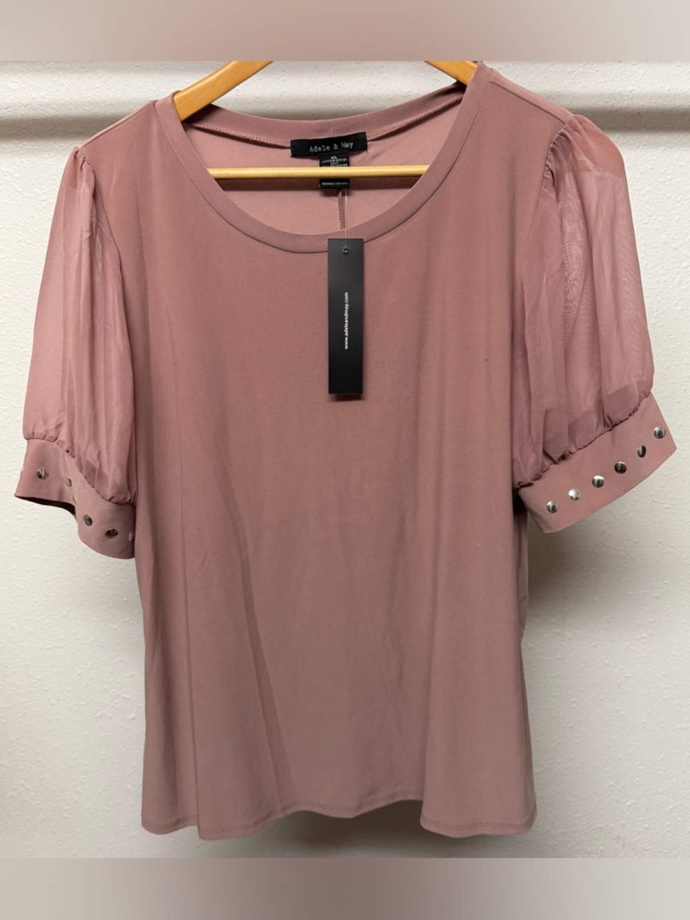 NWT Blush Pink Puff Sleeve Blouse Feminine Romantic Chic Top Size XL